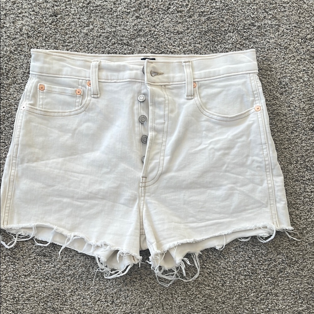 GAP White Jean Shorts Distressed Frayed Hem